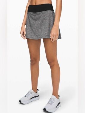 Lululemon NWT Pace Rival Mid Rise Skirt Long Skort Heather Grey Size 12